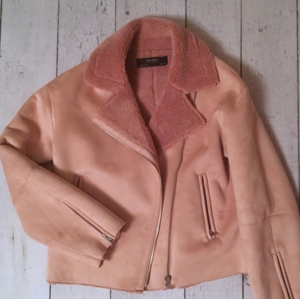 🌸 Zara 🌸 dirty rose faux suede moto jacket - Picture 5 of 6